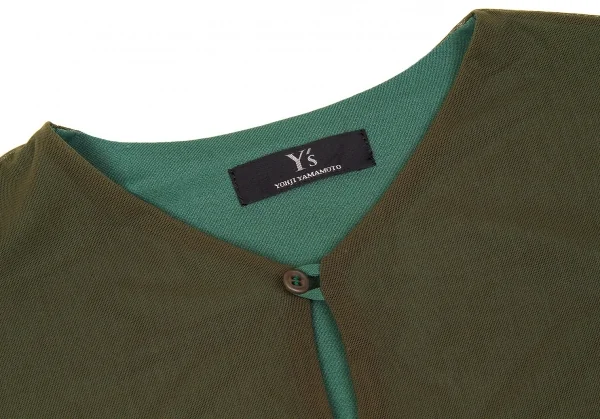 【SALE】ワイズY's リバーシブルネット半袖ボタンネックカットソー カーキ緑M位 K-63425_005