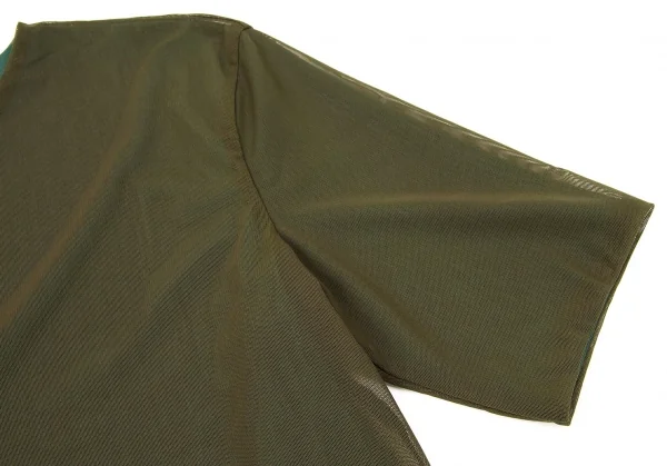 【SALE】ワイズY's リバーシブルネット半袖ボタンネックカットソー カーキ緑M位 K-63425_008