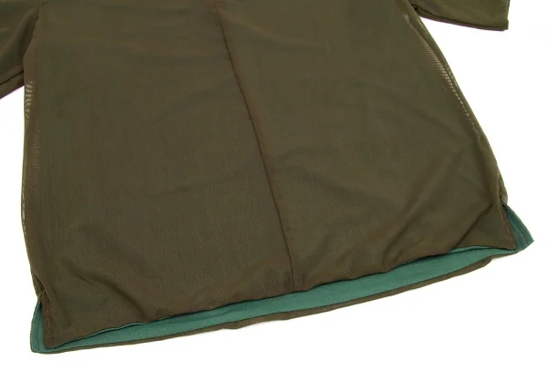 【SALE】ワイズY's リバーシブルネット半袖ボタンネックカットソー カーキ緑M位 K-63425_009