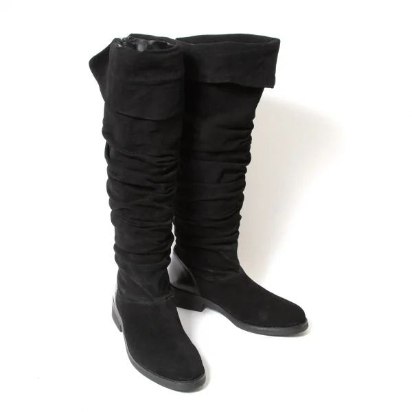 【SALE】リミフゥLIMI feu ベロアシャーリングロングブーツ 黒L（24.5位） K-63480_001