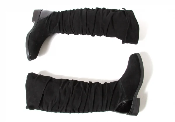 【SALE】リミフゥLIMI feu ベロアシャーリングロングブーツ 黒L（24.5位） K-63480_002