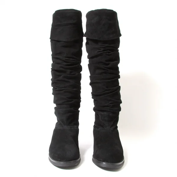 【SALE】リミフゥLIMI feu ベロアシャーリングロングブーツ 黒L（24.5位） K-63480_003