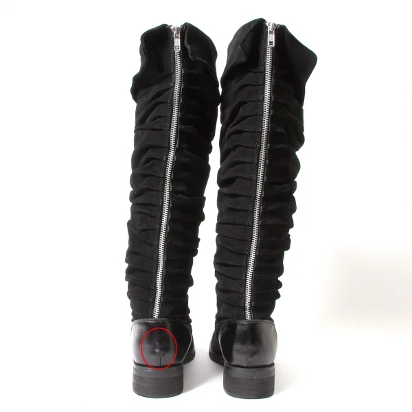 【SALE】リミフゥLIMI feu ベロアシャーリングロングブーツ 黒L（24.5位） K-63480_005