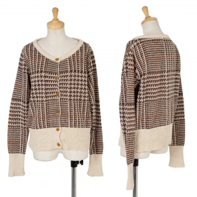 ヴィヴィアンウエストウッドVivienne Westwood グレンチェックニットカーディガン ベージュ茶