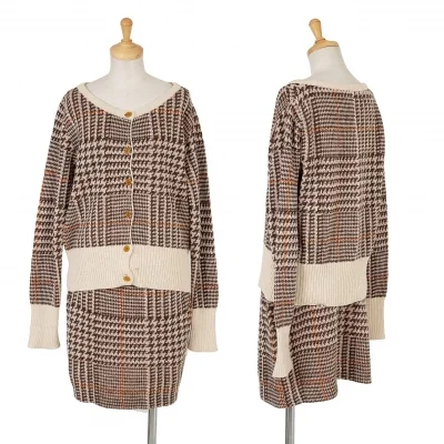 ヴィヴィアンウエストウッドVivienne Westwood グレンチェックニットセットアップ ベージュ茶