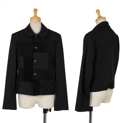 ローブドシャンブル コムデギャルソンrobe de chambre COMME des GARCONSローズコサージュパネル切替ジャケット 黒