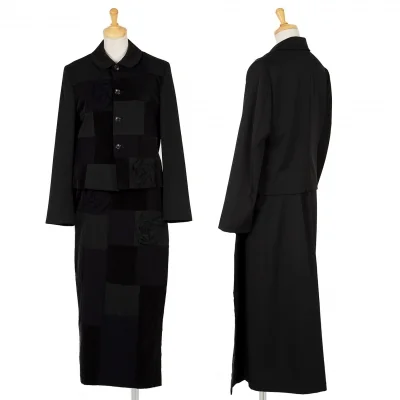 ローブドシャンブル コムデギャルソンrobe de chambre COMME des GARCONS ローズコサージュパネル切替セットアップ 黒