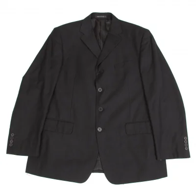 ヒューゴボス HUGO BOSS ウールポリ4Bテーラードジャケット 黒