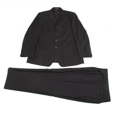 ヒューゴボス HUGO BOSS ウールポリ4Bセットアップスーツ 黒