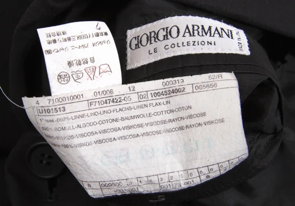【SALE】ジョルジオ アルマーニGIORGIO ARMANI ウールコットン3Bテーラードジャケット 墨黒52 K-63674_014