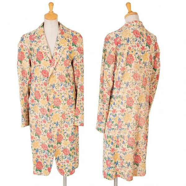 【SALE】ワイズY's ピッグスウェード花柄ロングジャケット ベージュ他3 K-63719_001