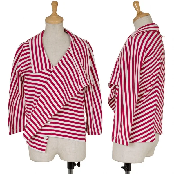 【SALE】ジュンヤワタナベ コムデギャルソンJUNYA WATANABE COMME des GARCONS コットンボーダースタンドカラーカーディガン 赤白M位 K-63775_001