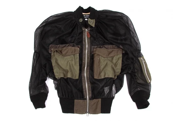 【SALE】ジュンヤワタナベ コムデギャルソンJUNYA WATANABE COMME des GARCONS ナイロンメッシュミリタリーブルゾン 黒カーキS K-63778_002