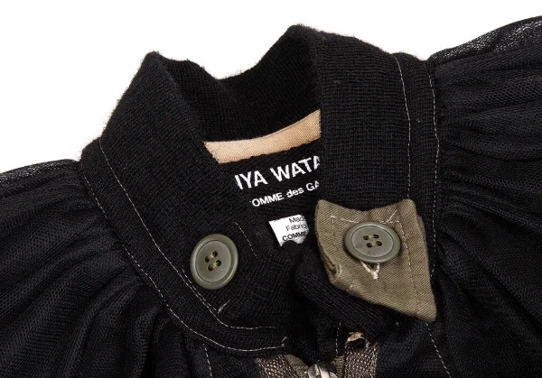 【SALE】ジュンヤワタナベ コムデギャルソンJUNYA WATANABE COMME des GARCONS ナイロンメッシュミリタリーブルゾン 黒カーキS K-63778_004
