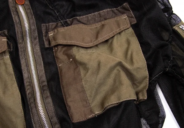 【SALE】ジュンヤワタナベ コムデギャルソンJUNYA WATANABE COMME des GARCONS ナイロンメッシュミリタリーブルゾン 黒カーキS K-63778_006