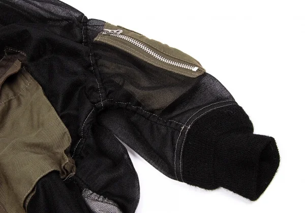【SALE】ジュンヤワタナベ コムデギャルソンJUNYA WATANABE COMME des GARCONS ナイロンメッシュミリタリーブルゾン 黒カーキS K-63778_008