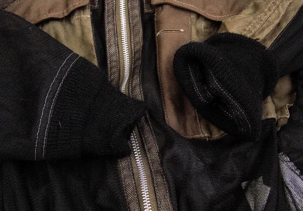 【SALE】ジュンヤワタナベ コムデギャルソンJUNYA WATANABE COMME des GARCONS ナイロンメッシュミリタリーブルゾン 黒カーキS K-63778_010