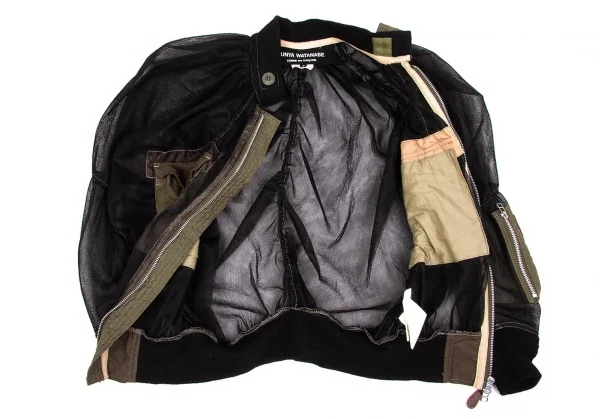 【SALE】ジュンヤワタナベ コムデギャルソンJUNYA WATANABE COMME des GARCONS ナイロンメッシュミリタリーブルゾン 黒カーキS K-63778_013