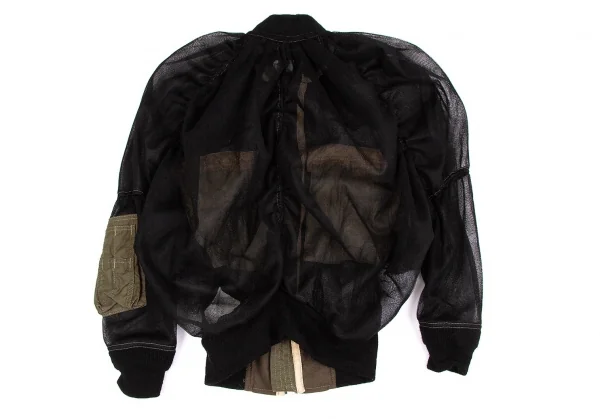 【SALE】ジュンヤワタナベ コムデギャルソンJUNYA WATANABE COMME des GARCONS ナイロンメッシュミリタリーブルゾン 黒カーキS K-63778_014