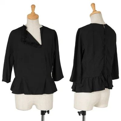 【SALE】コムコム コムデギャルソンCOMME des GARCONS ポリ製品染めカットオフフリルブラウス