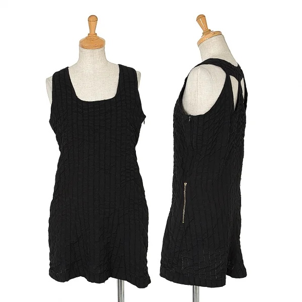 【SALE】ジャンポールゴルチエ ファムJean Paul GAULTIER FEMME ウールナイロンシャーリングストライプノースリーブワンピース 黒40 K-63840_001