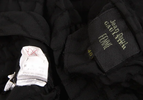 【SALE】ジャンポールゴルチエ ファムJean Paul GAULTIER FEMME ウールナイロンシャーリングストライプノースリーブワンピース 黒40 K-63840_012