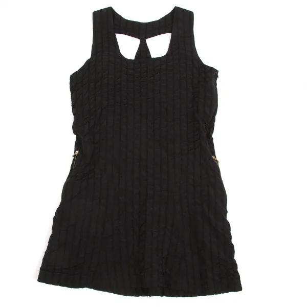 【SALE】ジャンポールゴルチエ ファムJean Paul GAULTIER FEMME ウールナイロンシャーリングストライプノースリーブワンピース 黒40 K-63840_002