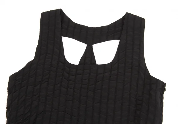 【SALE】ジャンポールゴルチエ ファムJean Paul GAULTIER FEMME ウールナイロンシャーリングストライプノースリーブワンピース 黒40 K-63840_003