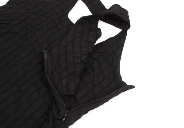 【SALE】ジャンポールゴルチエ ファムJean Paul GAULTIER FEMME ウールナイロンシャーリングストライプノースリーブワンピース 黒40 K-63840_004