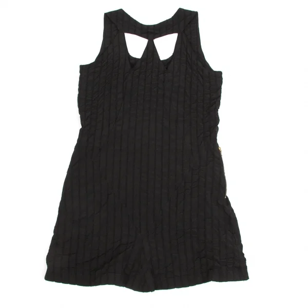 【SALE】ジャンポールゴルチエ ファムJean Paul GAULTIER FEMME ウールナイロンシャーリングストライプノースリーブワンピース 黒40 K-63840_008