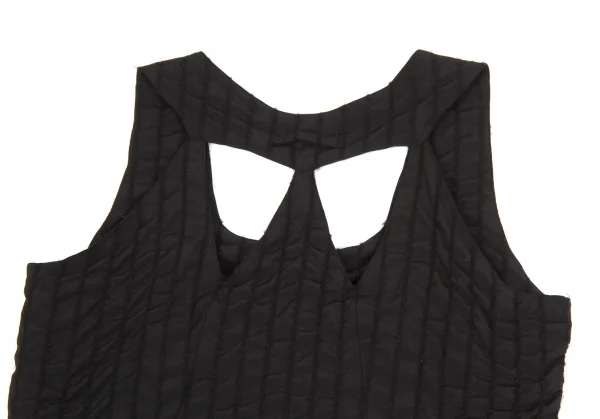 【SALE】ジャンポールゴルチエ ファムJean Paul GAULTIER FEMME ウールナイロンシャーリングストライプノースリーブワンピース 黒40 K-63840_009