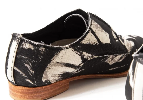 【SALE】ヨウジヤマモトディスコード Yohji yamamoto discord グラフィックキャンバススリッポン 黒白2（22.5位） K-63851_010