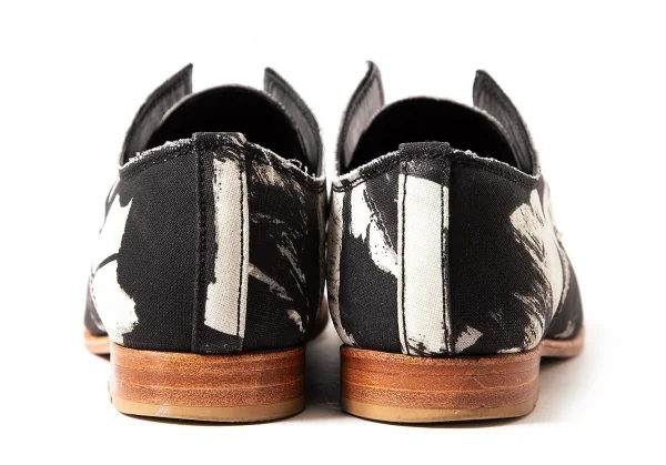 【SALE】ヨウジヤマモトディスコード Yohji yamamoto discord グラフィックキャンバススリッポン 黒白2（22.5位） K-63851_014