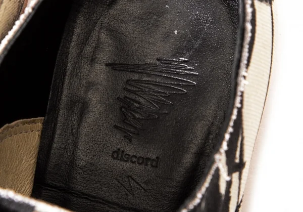 【SALE】ヨウジヤマモトディスコード Yohji yamamoto discord グラフィックキャンバススリッポン 黒白2（22.5位） K-63851_020