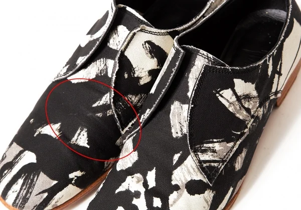 【SALE】ヨウジヤマモトディスコード Yohji yamamoto discord グラフィックキャンバススリッポン 黒白2（22.5位） K-63851_006