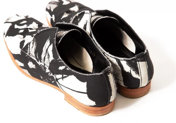 【SALE】ヨウジヤマモトディスコード Yohji yamamoto discord グラフィックキャンバススリッポン 黒白2（22.5位） K-63851_008