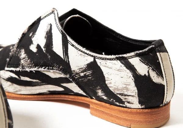 【SALE】ヨウジヤマモトディスコード Yohji yamamoto discord グラフィックキャンバススリッポン 黒白2（22.5位） K-63851_009