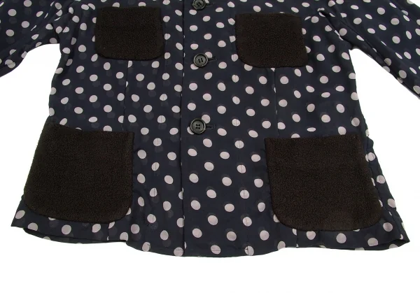 【SALE】コムコム コムデギャルソンCOMME des GARCONS フリースポケットドットポリシフォンブラウス 紺グレーXS K-63876_010