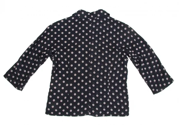 【SALE】コムコム コムデギャルソンCOMME des GARCONS フリースポケットドットポリシフォンブラウス 紺グレーXS K-63876_013