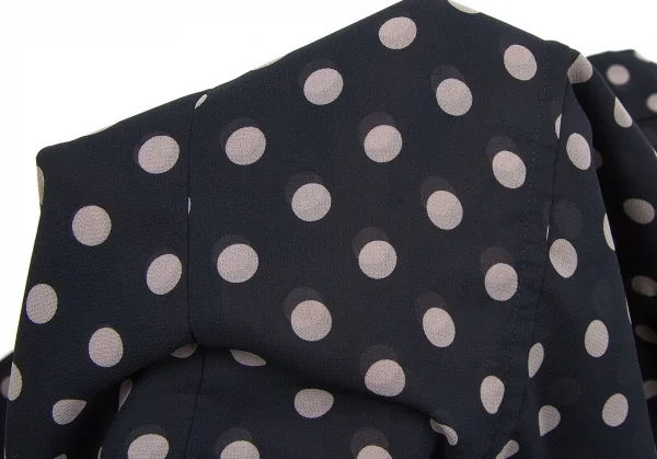 【SALE】コムコム コムデギャルソンCOMME des GARCONS フリースポケットドットポリシフォンブラウス 紺グレーXS K-63876_014