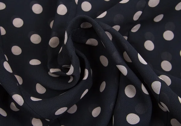 【SALE】コムコム コムデギャルソンCOMME des GARCONS フリースポケットドットポリシフォンブラウス 紺グレーXS K-63876_015