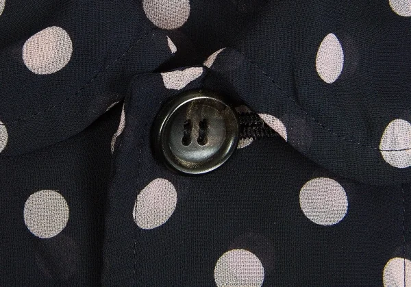 【SALE】コムコム コムデギャルソンCOMME des GARCONS フリースポケットドットポリシフォンブラウス 紺グレーXS K-63876_005
