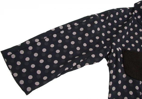 【SALE】コムコム コムデギャルソンCOMME des GARCONS フリースポケットドットポリシフォンブラウス 紺グレーXS K-63876_007