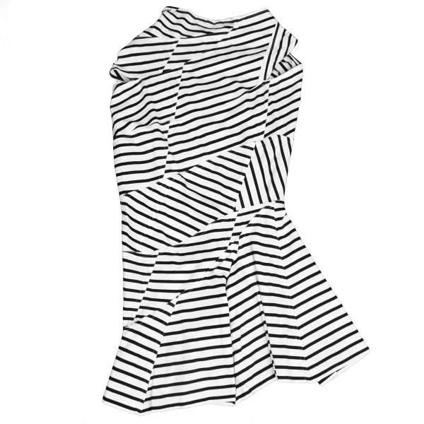 【SALE】ジュンヤワタナベ コムデギャルソンJUNYA WATANABE COMME des GARCONS ボーダー変形パッチワークワンピース 黒白XS K-63887_002