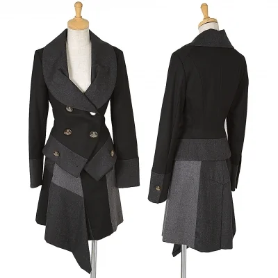 ヴィヴィアンウエストウッド レッドレーベルVivienne Westwood Red Label 切替ヘチマカラーセットアップスーツ 黒チャコールグレー