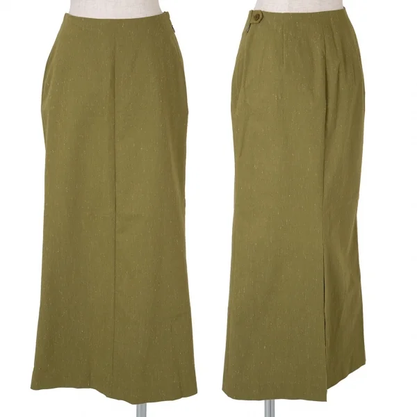 【SALE】ロメオジリROMEO GIGLI シルク混レーヨンストレッチスカート 淡 カーキM位 K-63999_001
