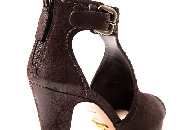 【SALE】プラダPRADA ベルテッドヒールサンダル 濃茶34（22位） K-64111_011