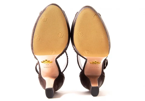 【SALE】プラダPRADA ベルテッドヒールサンダル 濃茶34（22位） K-64111_012