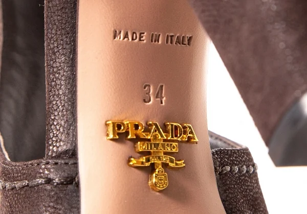 【SALE】プラダPRADA ベルテッドヒールサンダル 濃茶34（22位） K-64111_013