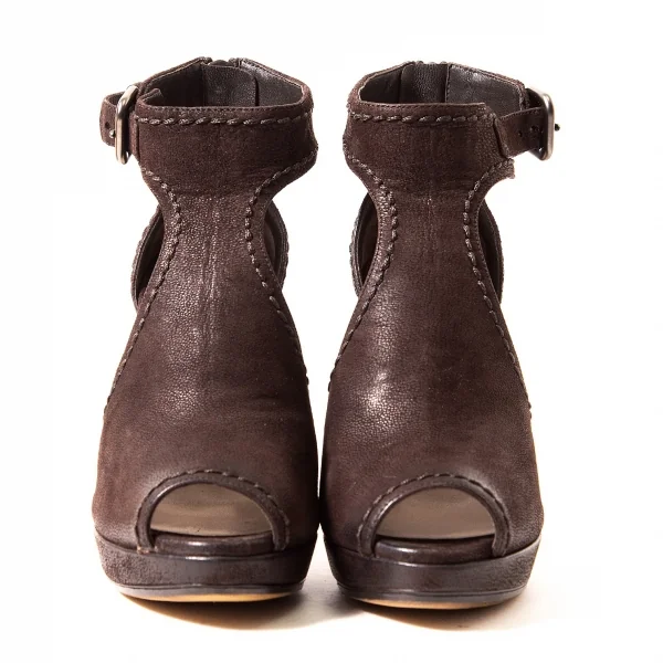 【SALE】プラダPRADA ベルテッドヒールサンダル 濃茶34（22位） K-64111_004